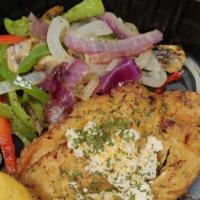 Chicken Breast Dinner · Fresh chicken breast breaded and grilled, split and filled with our seasoned cream sauce mad...