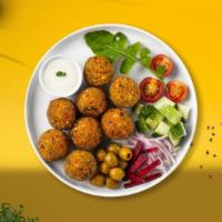 Falafel For You · Baked and fried mixture of garbanzo beans, fava beans, coriander, cumin, parsley and onions....
