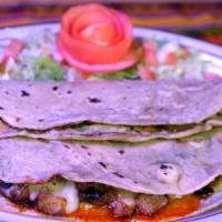 Quesadillas · Your choice of filling and cheese. lettuce and tomato on the side.