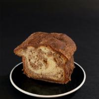 Cinnamon & Brown Sugar Cake · slice of buttery brown sugar & cinnamon cake