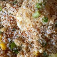 Elote Fried Rice · House Fried Rice, Corn, Scallions, Chicharron, Mayo, Cilantro, Cotija