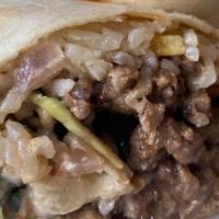 Bulgogi Burrito · Beef Bulgogi, Fried Rice, Ramen Slaw, Sambal Aioli