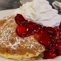 Strawberry Pancakes · Specially prepared batter, cooked to golden brown, smothered with the finest quality of glaz...