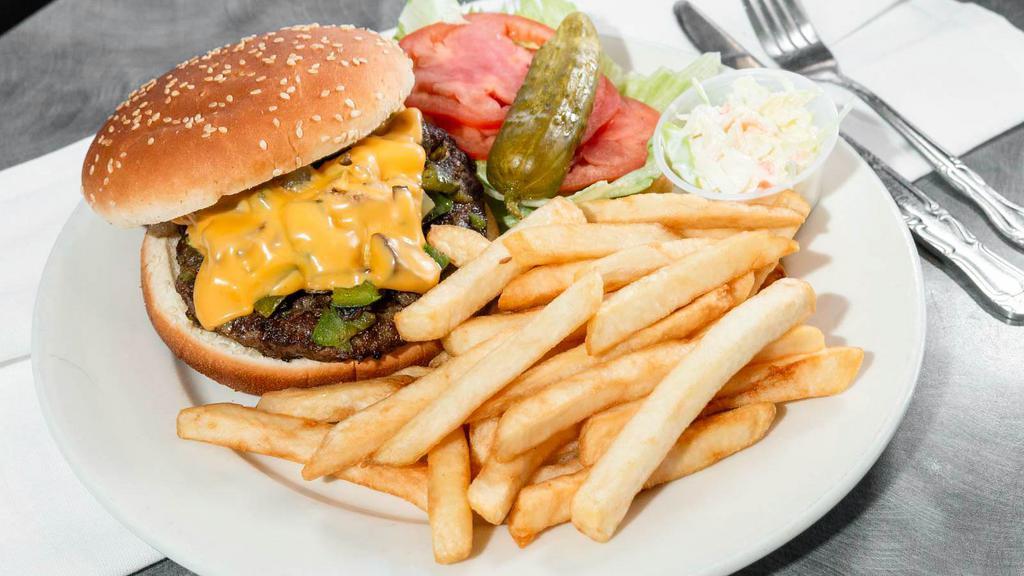 Checkers Gourmet Burger Lunch (1/2 Lb.) · Char-broiled to order, topped with grilled onions, mushrooms, peppers and American cheese, served on a hamburger bun. Served with choice of side.
