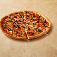 Veggie Max® (Medium) · Cal. 350/Slice. Onions, black olives, green bell peppers, tomatoes, mushrooms, cheddar and m...