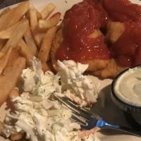 Southern Fried Catfish · Ligthly breaded fried catfish, served with French Fries and Cole Slaw.