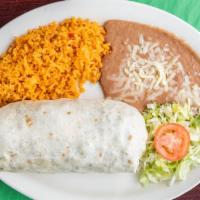 Burrito Gigante · served with beans,lettuce,tomatoes,onions,avocado,cheese & sour cream