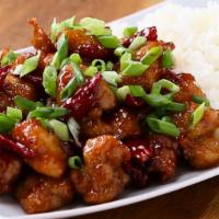 General Tso'S Chicken Lunch · Spicy. White meat chicken, fresh-fried to a crisp then tossed in chef's special sauce.