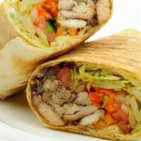 Grilled Chicken Wrap · Well marinated chicken grilled and chopped into cubes wrapped into pita bread with the choic...