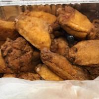 Wings (20) · breaded chicken wingz. BBQ or Hot.