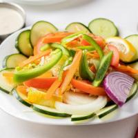 House  Salad · Fresh cucumbers, carrots, onions, and lettuce leman etc served with house dressing
