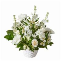 Eternal Affection Arrangement · Share how much you care with an abundance of elegant white florals. Designed in a basket, Et...
