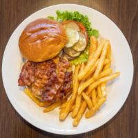 The Stack Burger · We slather your burger in our house-made barbeque sauce then top it with bacon, Cheddar and ...