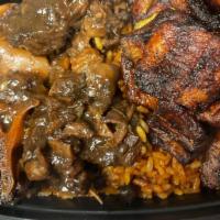 Jollof Meal With Oxtail  · Comes with a full plate of Jollof rice, Plantains and Oxtail