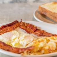 3 Country Fresh Eggs · Served with ham, bacon or sausage.