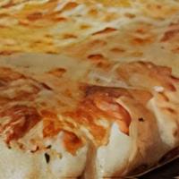 Pan Garlic Cheese Bread · Frankie’s fresh pan pizza dough topped with garlic butter and a blend of cheese and a side o...