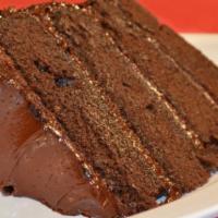 Triple Thick Chocolate Fudge Cake · Layers of Homemade light and fluffy chocolate cake with a rich double fudge icing.