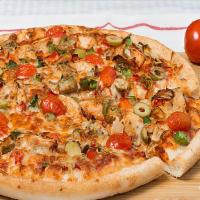 Tuscany  · Sarpino's traditional pan pizza baked to perfection and loaded with roasted red peppers, jui...