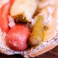2 Hot Dogs & Fresh Cut Fries · 2 Jumbo Hot Dogs with Mustard, Onions, Relish, Tomato's, Sport Peppers, Pickle, & Celery Sal...