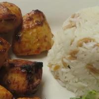 Chicken Kebab · Marinated chicken skewers cooked on grill.