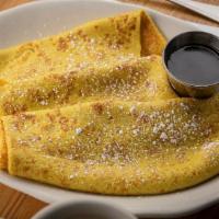 Plain Crepes · Three sweet crepes topped with powdered sugar