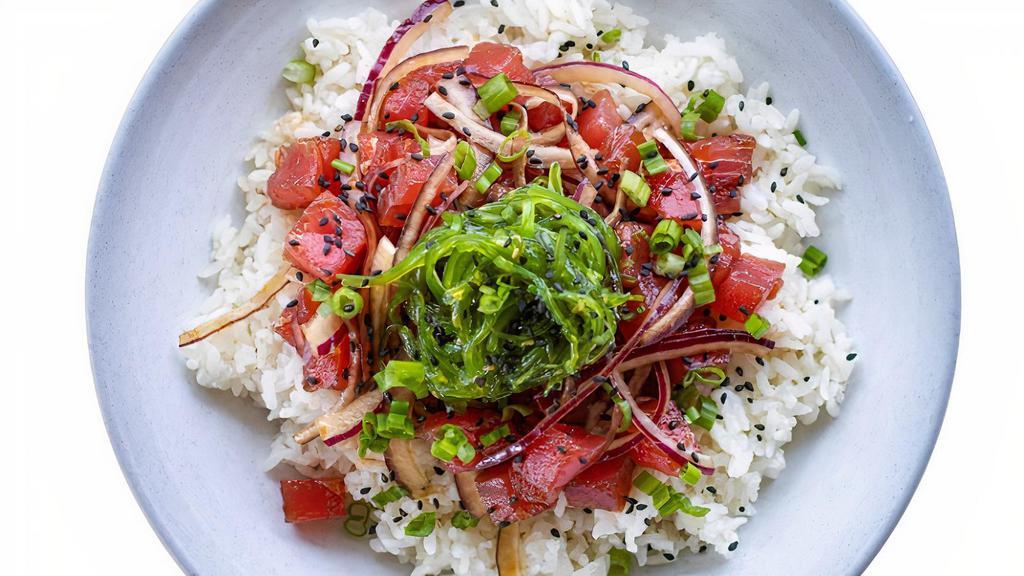 The Classic · Ahi Tuna, Red Onion, Seaweed Salad, Classic Sauce, Scallion, Sesame Seed