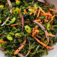 Super Food Slaw · Kale, Edamame, Carrot, Cilantro, Red Onion, Sesame Ginger Vinaigrette, Scallion, Sesame Seed