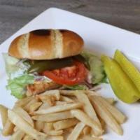 Classic Burger · A juicy all-beef classic burger with bacon, lettuce, Pepper Jack cheese, tomato, onions, and...