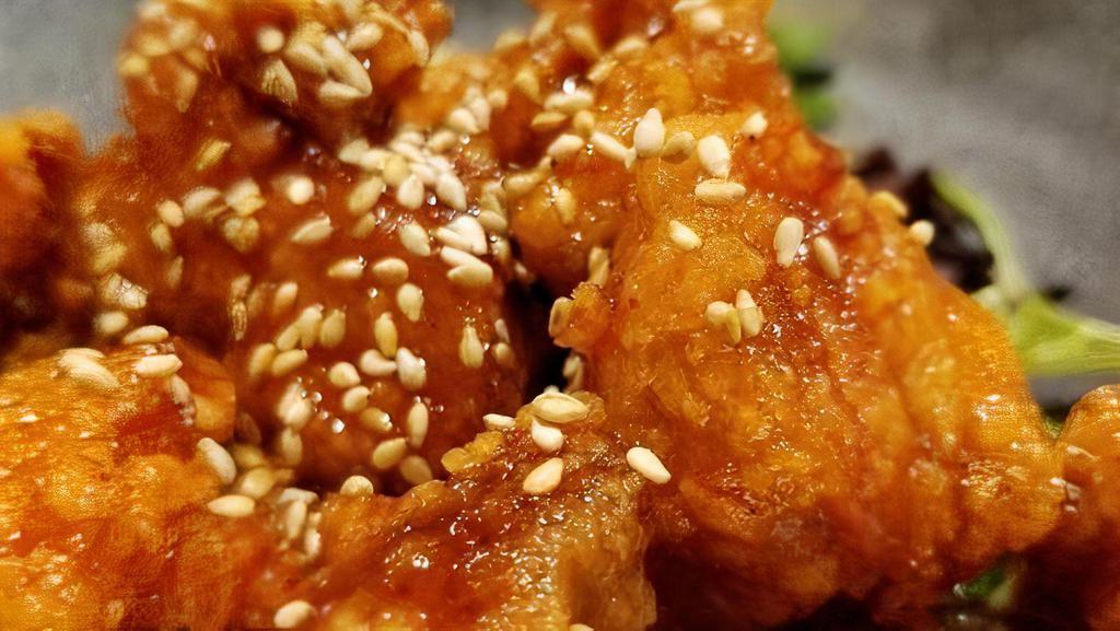 Korean Fried Chicken · Spicy. Crispy bite sized chicken served in a sweet and spicy Korean gochujang sauce.