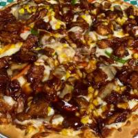 Chicken Bbq Pizza · Crispy Chicken with Pepper, Mushroom, Corn and BBQ Sauce