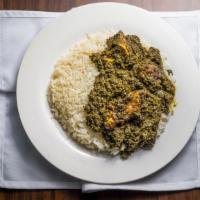 Cassava Leaf · A savory stew made from yucca leaves and cooked in a chicken broth. Seasoned with herbs and ...