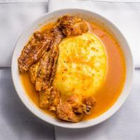Fufu & Pepper Soup · Mouth-watering dough made with plantain, complimented by a chicken and beef broth based pepp...