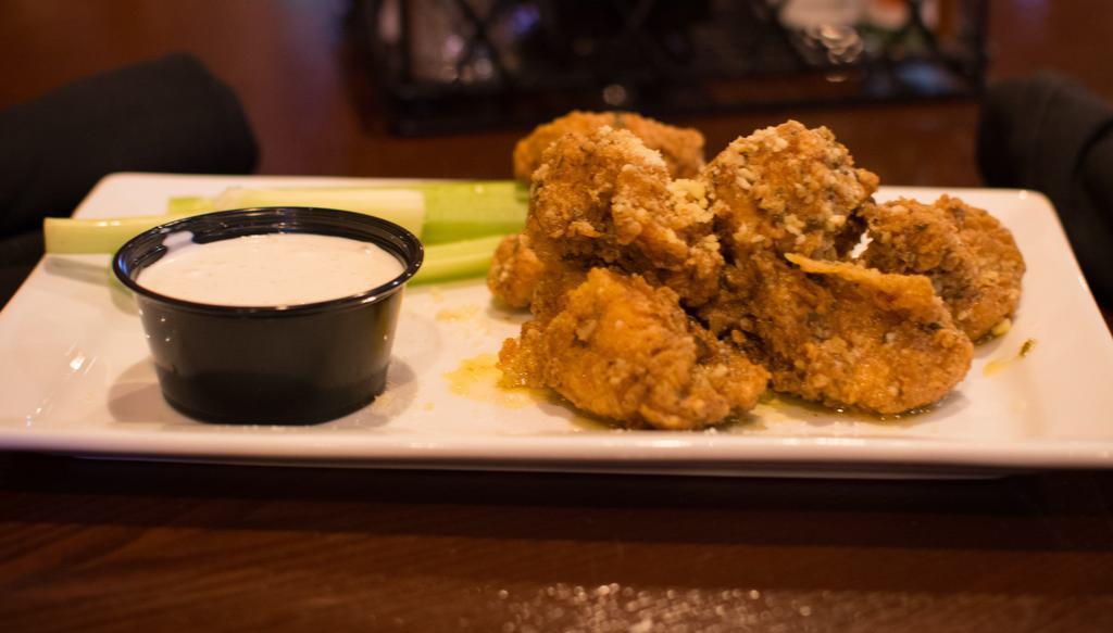 Boneless Wings · Served by the pound, try them tossed in a sauce of your choice. Served with Blue cheese or ranch.