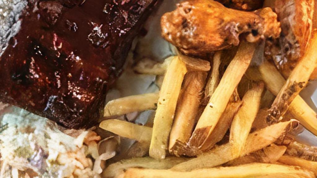 Baby Back Rib Combo · Enjoy a tender 1/2 rack of Baby Back Ribs and your choice of hand-breaded Top Gear Tenders or 1 lb. of Wings. Served with your choice of two regular sidecars.
