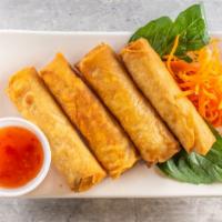 Cha Gio · Four fried pork egg rolls with sweet chili sauce.