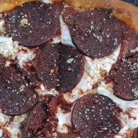 Pepperoni Pizza · Homemade san marzano tomato sauce, hemp Parmesan, creamy mozzarella, house made gluten free,...
