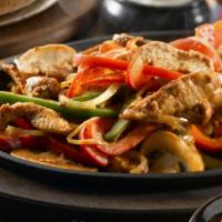 Fajitas · Onions, green and red peppers cook with your favorite protein. Served with a side of rice, b...