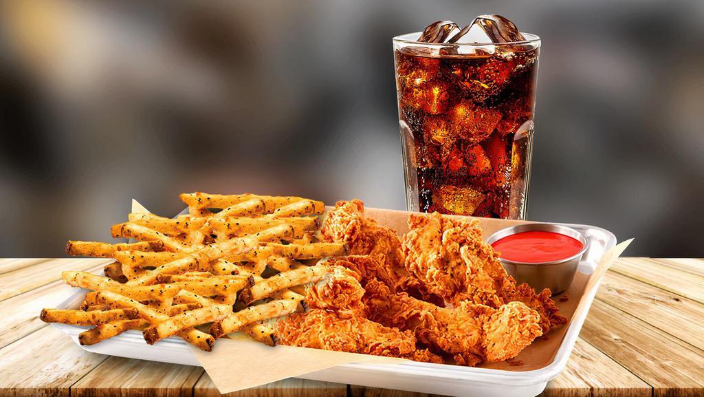 Chicken Tenders Combo · Served with fries and a drink. Seasoned to perfection with over 4 sauce and dipping sauce options.