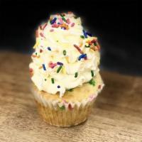 Funfetti Cupcake · Funfetti Cupcake topped with Buttercream and sprinkles