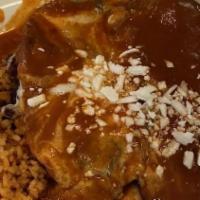 Chile Relleno · Popular. Two stuffed poblano peppers with cheese. Your choice of chicken, ground beef or cho...