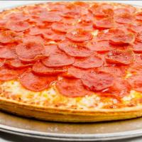 Mega Pepperoni Pizza · 2 - crusts, 2 - layers of cheese, 4 - layers of pepperoni. It's like 2 pizzas in one.
** Con...
