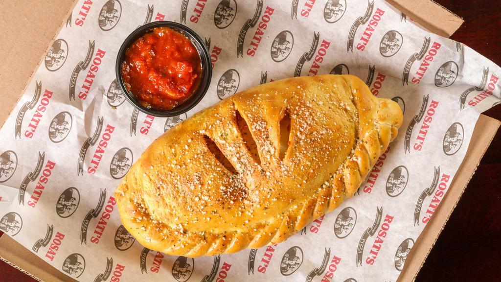 Cheese Calzone · Crisp baked Italian turnover with Rosati's pizza sauce and mozzarella cheese. Served with a side of marinara sauce.