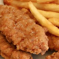 Kids Chicken Tenders With Fries · Breaded chicken fried to perfection, comes with fries