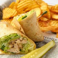Chicken Caesar Wrap · Grilled chicken breast, romaine lettuce, parmesan cheese, tossed in Caesar dressing, wrapped...