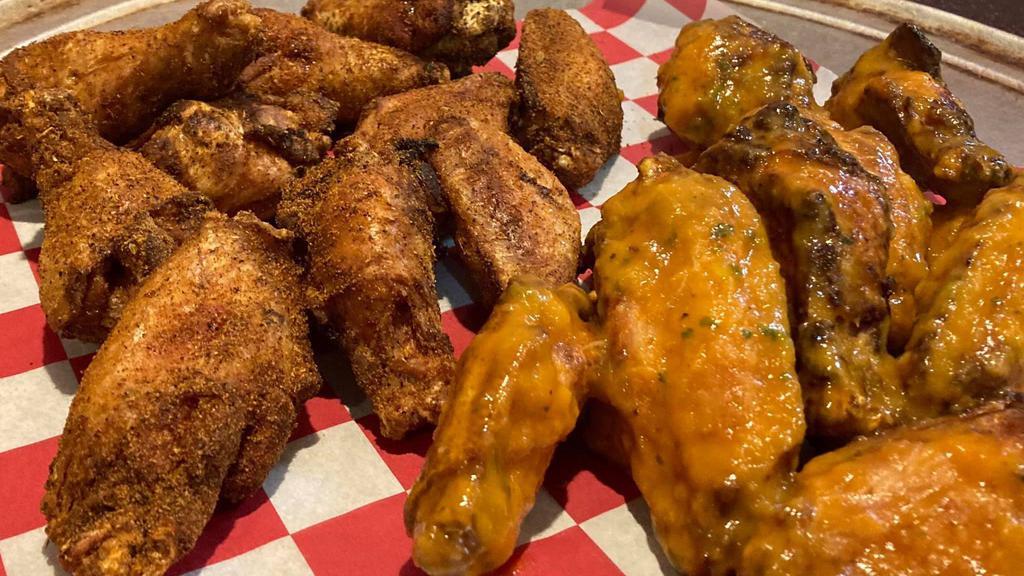 Chicken Wings Boneless · Wing sauces and dry rubs: honey BBQ, spicy BBQ, original, BBQ dry rub, garlic Parmesan, teriyaki, spicy garlic, Buffalo flavors - mild, spicy, Carolina. Add celery, or celery with ranch or blue cheese for an additional charge.
