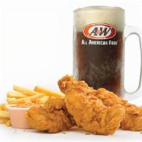 #7 Hand-Breaded Chicken Tenders · 3 piece hand-breaded chicken tenders combo served with your choice of side and a drink