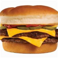 Double Cheeseburger · Two 100% U.S. Beef patties, two slices of American cheese topped with ketchup, mustard, and ...
