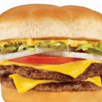 Papa Burger · Two juicy 100% U.S. Beef patties with two slices of melted American cheese. Finished off wit...