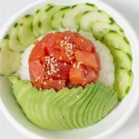 Spicy Tuna Bowl · sushi rice, spicy tuna, cucumber, and avocado. topped with sesame seeds