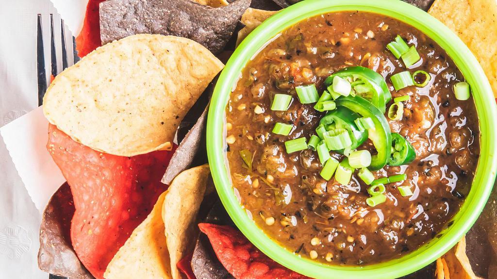 Our Fresh Made Chips & Salsa · Fresh made tortilla chips and roasted homemade salsa. Don't miss out.